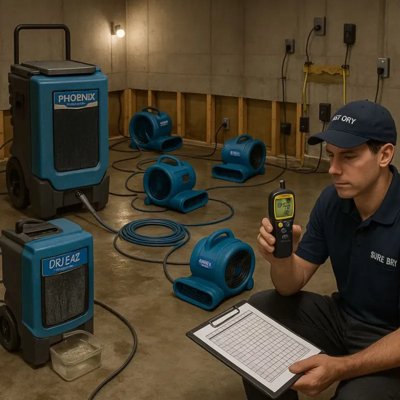Structural Drying and Dehumidification process in Evansdale, IA
